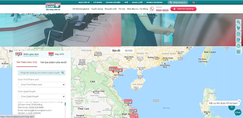 Tìm kiếm địa chỉ giao dịch tại Website ngân hàng Kiên Long